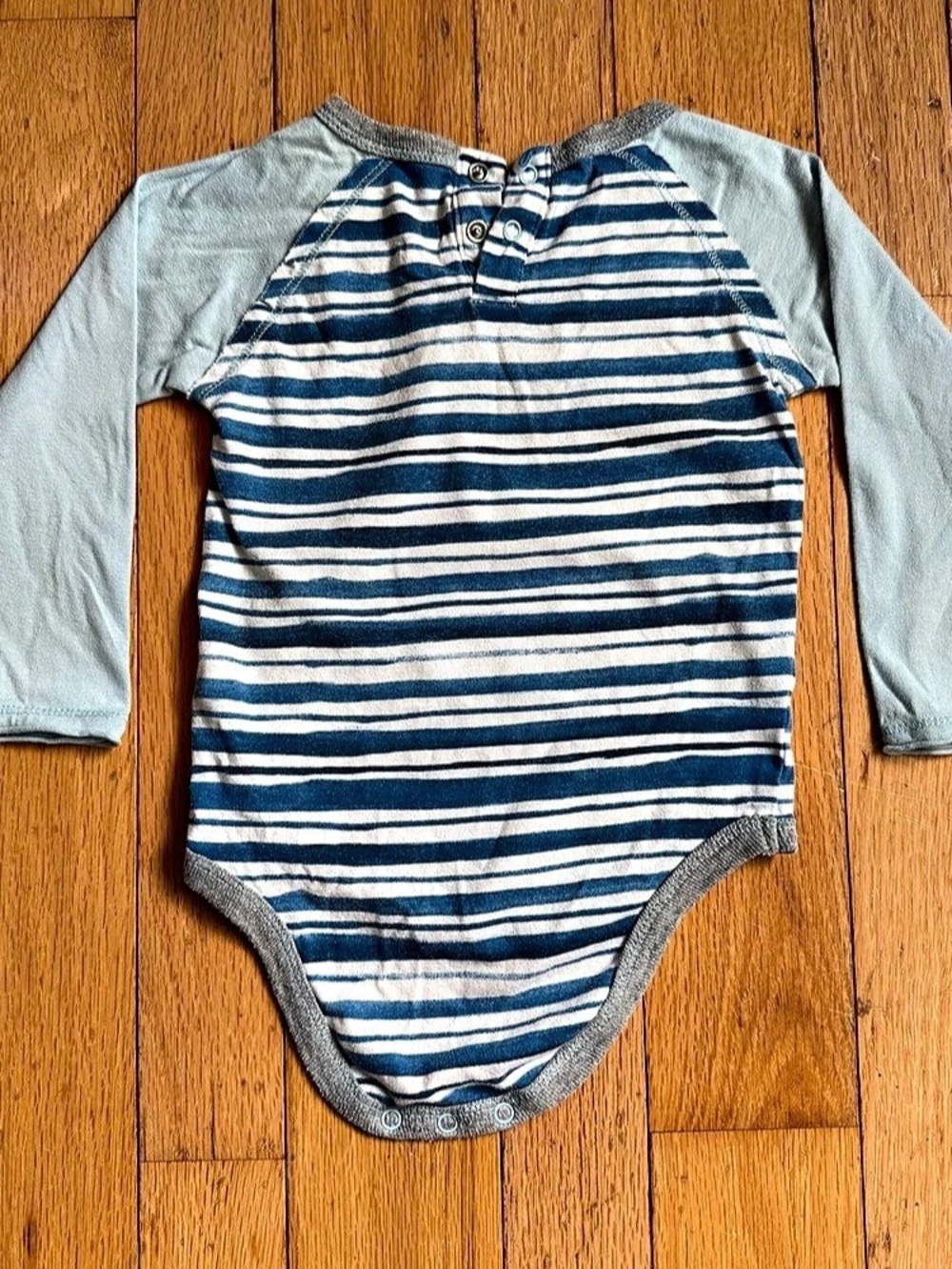 Burt's Bees Baby Organic Cotton Long Sleeve Striped Bodysuit Blue & White 6-9M